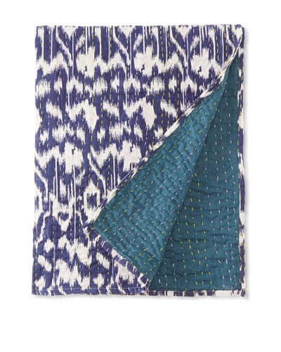 Couleur Nature Ikhat Kantha Throw, 59 x 59