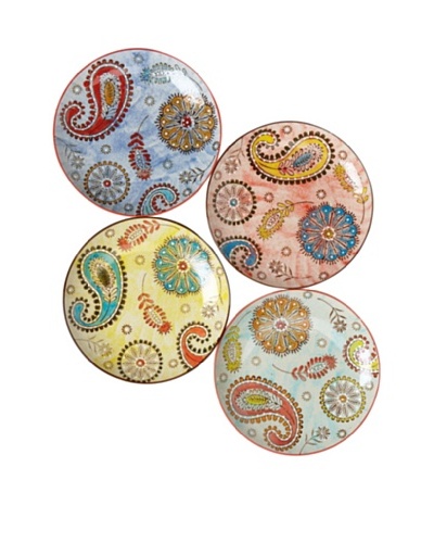 Couleur Nature Set of 4 Paisley Ceramic Round Plates
