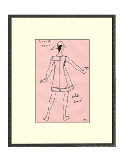 Vintage Women's Courreges Fashion Sketch c.1968
