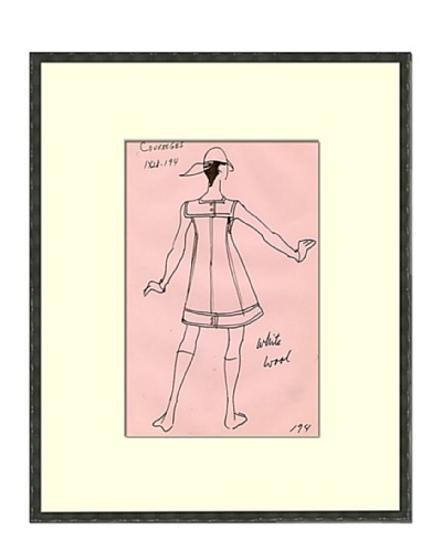 Vintage Women’s Courreges Fashion Sketch c.1968