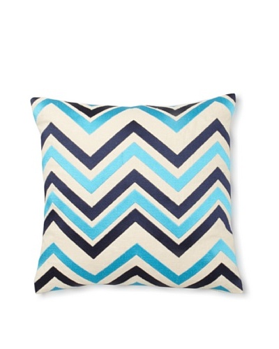 Courtney Cachet Chevron Linen Pillow, Turquoise/Navy