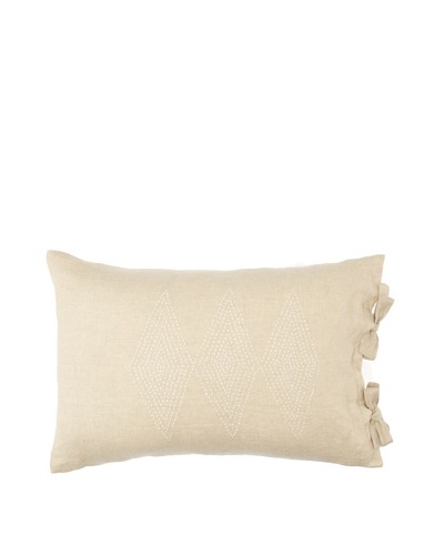 Coyuchi French Knot Triple-Diamond Linen Pillow, Natural, 16″ x 24″