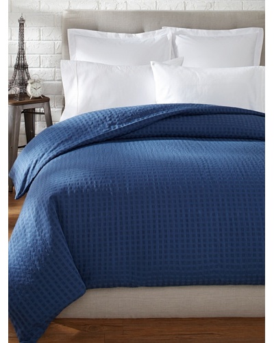 Coyuchi Pleated Birch Duvet Cover, Blue, Full/Queen