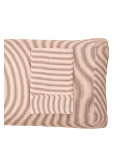 Coyuchi Mini Stripe Cotton/Linen Envelope Pillowcase [Natural with Brick]