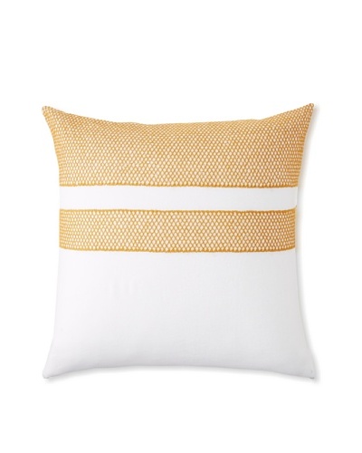 Coyuchi Labyrinth Embroidered Linen Euro Sham, White/Mustard, 26 x 26