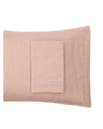 Coyuchi Mini Stripe Cotton/Linen Pillowcase [Natural with Brick]