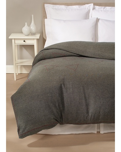 Coyuchi Embroidered Pebbled Duvet Cover [Dark Gray]