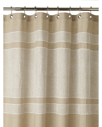 Coyuchi Labyrinth Shower Curtain, Natural/White