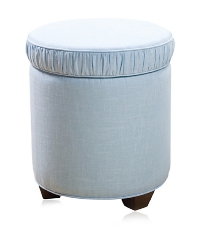 Sandy Wilson Cashmir Round Storage Ottoman, Light Blue