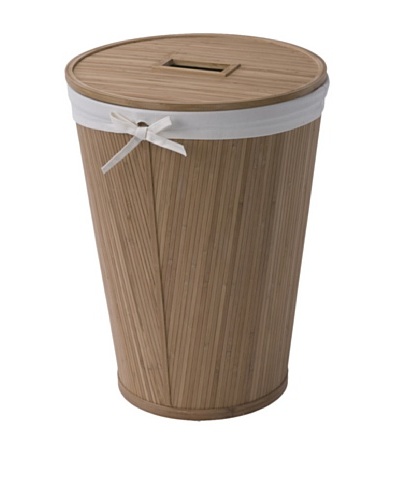 Creative Bath Lidded Round Bamboo Hamper, Natural