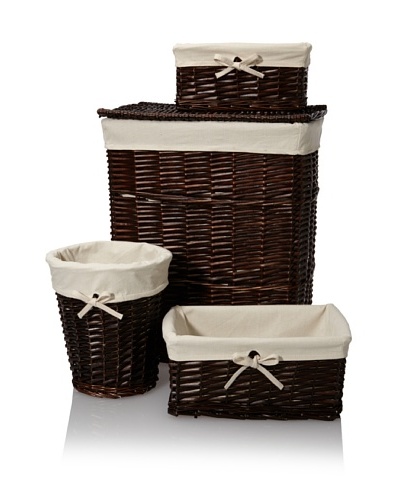 Creative Bath Wickerworks 4-Piece Hamper/Storage Set, Walnut