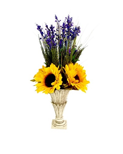 Creative Displays Sunflower & Lavender in Cream Vase