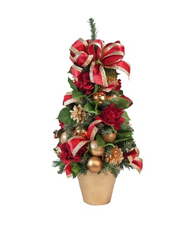 Creative Displays Poinsettia & Pine in Round Glass