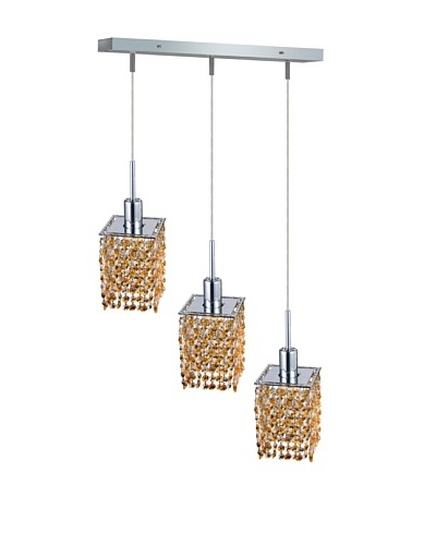 Elegant Lighting Mini Crystal Collection 3-Light Square Pendant Lamp, Light Topaz