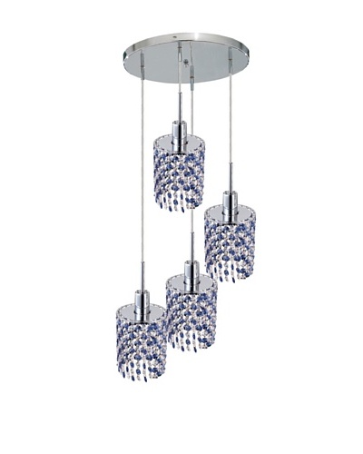 Elegant Lighting Mini Crystal Collection 4-Light Round Pendant Lamp, Sapphire