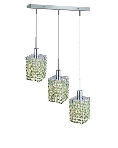 Elegant Lighting Mini Crystal Collection 3-Light Square Pendant Lamp, Light Peridot