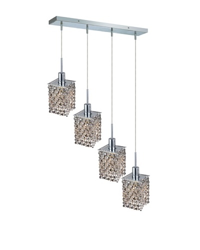 Elegant Lighting Mini Crystal Collection 4-Light Square Pendant Lamp, Golden Teak