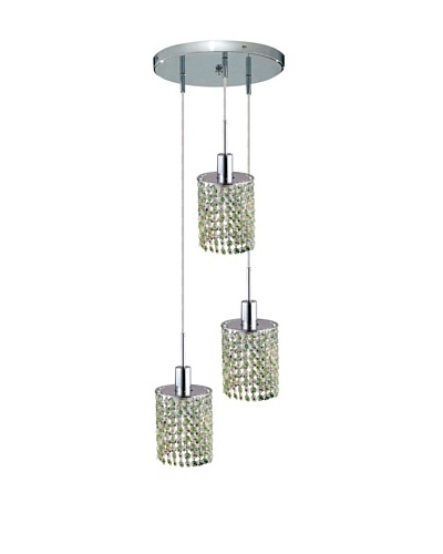 Elegant Lighting Mini Crystal Collection 3-Light Round Pendant Lamp, Light Peridot