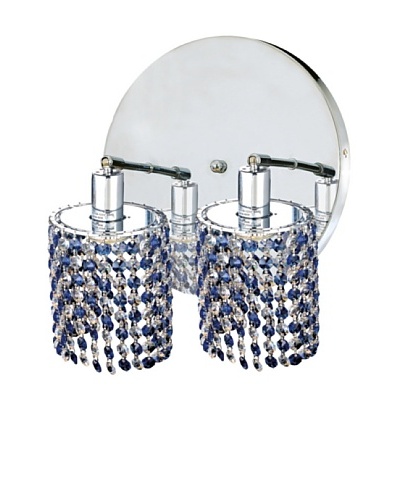 Elegant Lighting Mini Crystal Collection 2-Light Round Wall Sconce, Sapphire