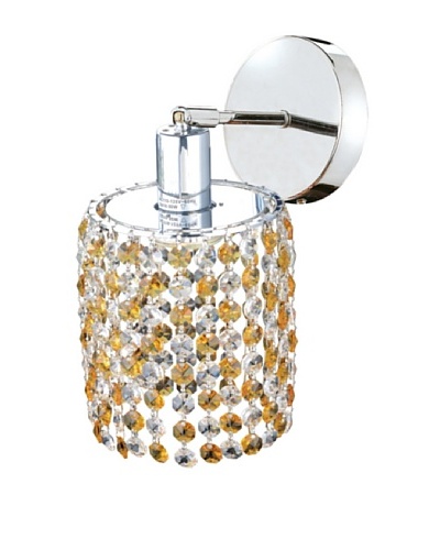 Elegant Lighting Mini Crystal Collection Round Wall Sconce, Light Topaz