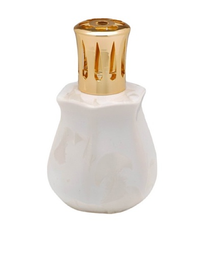 Crystalline Round-Base Hexagon Oil Lamp, White