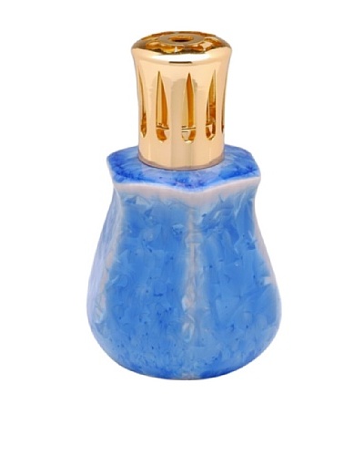 Crystalline Round-Base Hexagon Oil Lamp, Blue