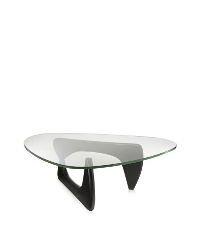 Cubo Solid Wood Coffee Table with Tempered Glass Top, Black/Glass