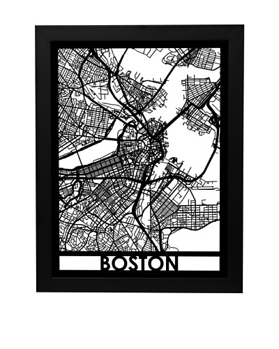Cut Maps Boston Framed 3-D Street Map