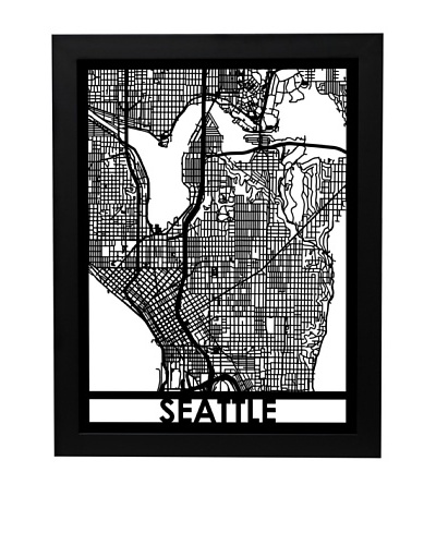 Cut Maps Seattle Framed 3-D Street Map