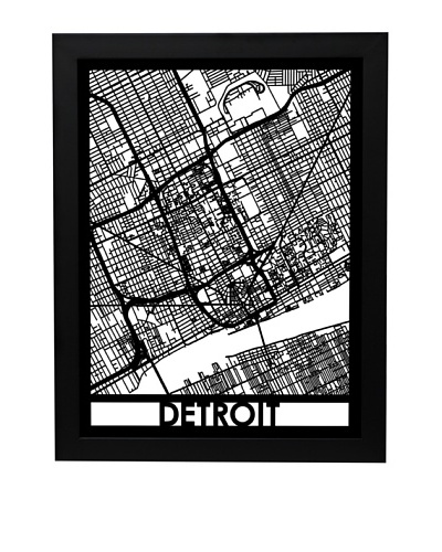 Cut Maps Detroit Framed 3-D Street Map