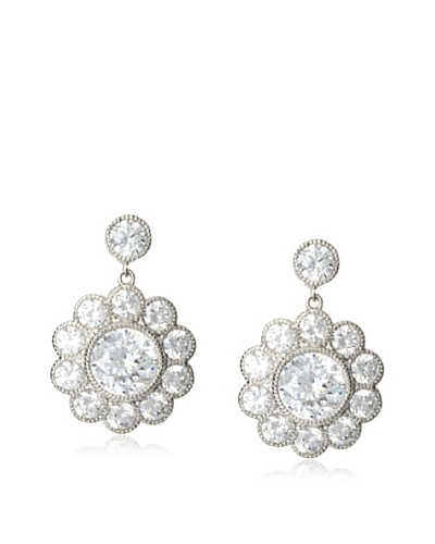 CZ by Kenneth Jay Lane Millgrain Daisy Drop Earrings