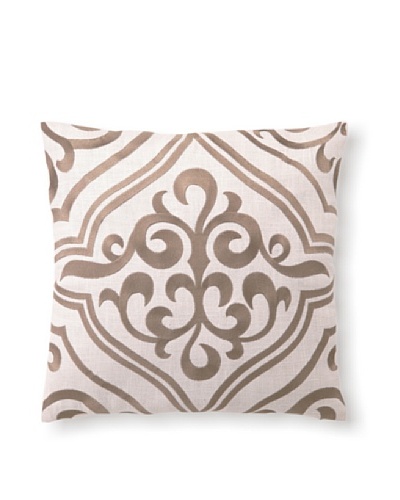 D.L Rhein Tile Embroidery Pillow, Taupe, 16 x 16