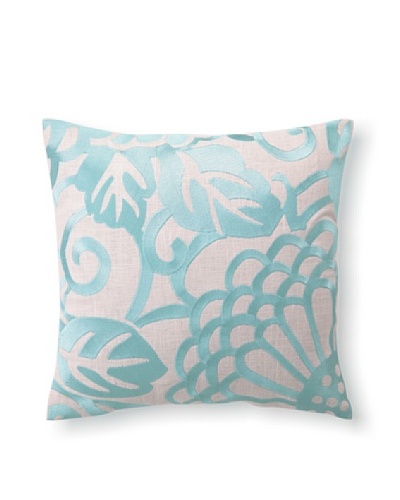 D.L Rhein Chrysanthemum Embroidery Pillow, Robin's Egg, 16 x 16