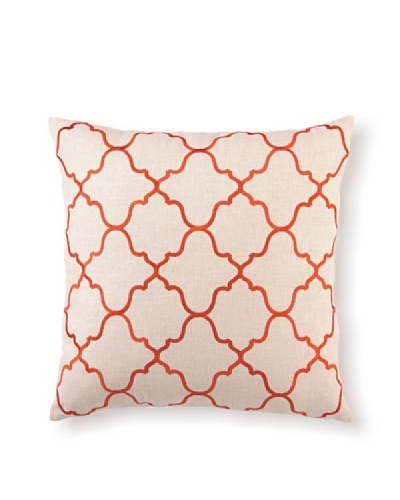 D.L Rhein Moroccan Tile Embroidery Pillow, Orange, 20″ x 20″