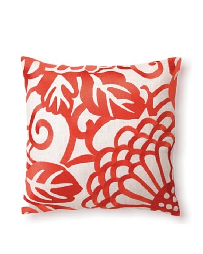 D.L Rhein Chrysanthemum Embroidery Pillow, Mango, 16″ x 16″