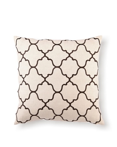 D.L Rhein Moroccan Tile Embroidery Pillow, Chocolate, 20″ x 20″