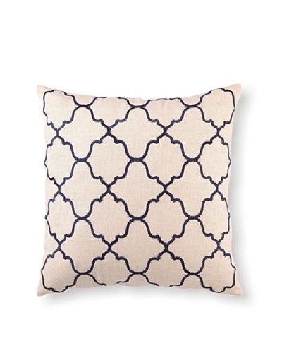 D.L Rhein Moroccan Tile Embroidery Pillow, Navy, 20″ x 20″