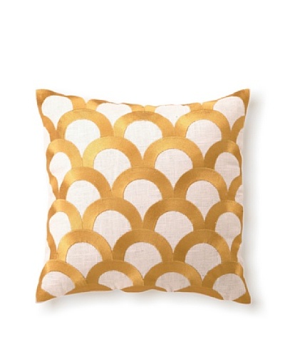 D.L Rhein Scales Embroidery Pillow, Citron, 16 x 16