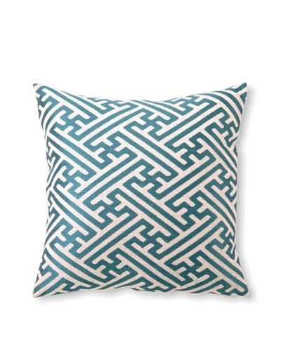 D.L Rhein Cross-Hatch Embroidery Pillow, Teal, 16″ x 16″