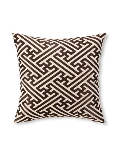 D.L Rhein Cross-Hatch Embroidery Pillow, Chocolate, 16″ x 16″