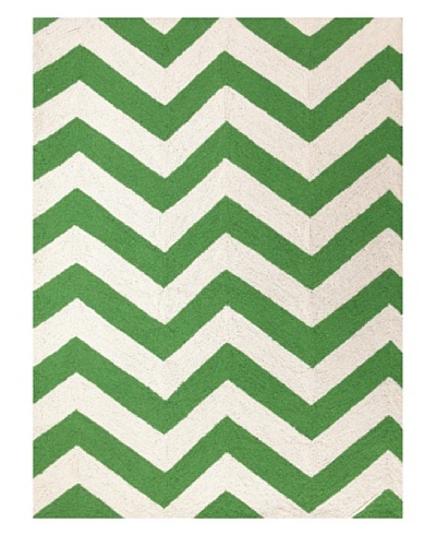 D.L. Rhein Chevron Rug, Green, 2′ 10″ x 3′ 11″