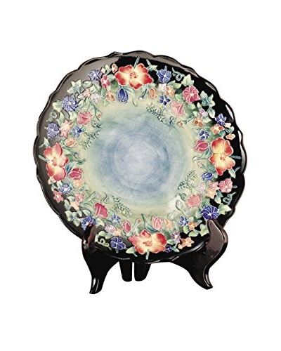 Dale Tiffany Flower Garden Decorative Plate, Blue Multi