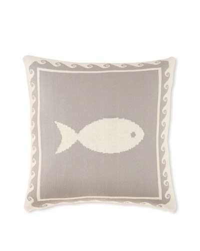 Darzzi Fish Pillow, Grey, 16 x 16