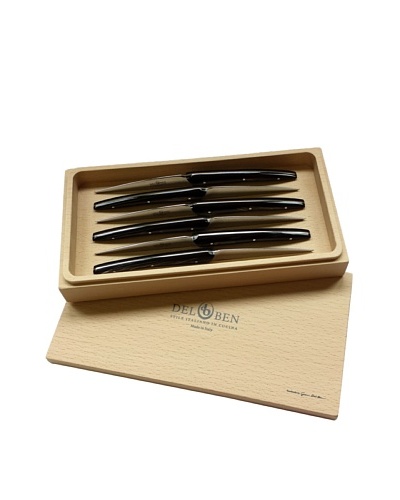 Del Ben 6-Piece Buffalo Horn Handle Assoluto Steak Knife Set with Wood Gift Box