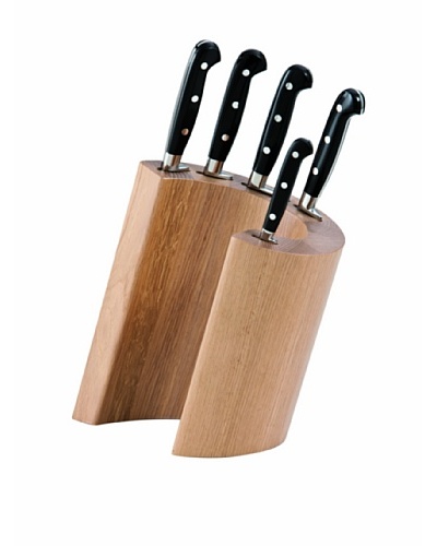 Del Ben Echoes 5-Piece Black Riveted Resin Handle Knife Set with Oak Block Adhoc