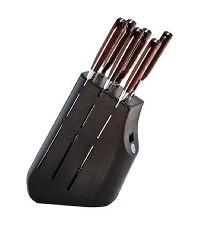 Del Ben Prestige 6-Piece Cocobolo Plywood Handle Knife Set with Wenge Block