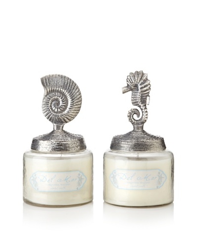 Set of 2 Del Mar Jar Candles with Shell and Seahorse Lids