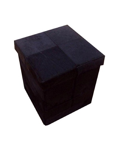 Design Accents Collapsible Box with Cowhide Squares, Black, 17″