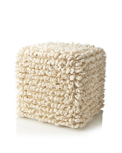 Design Accents Funberry Pouf, Ivory, 18″ x 18″ x 18″