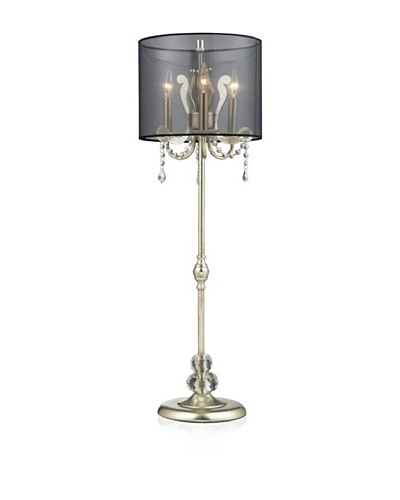 Dimond Andover  Tall Buffet Lamp In Siver Leaf With Black Organza Shade., Silver Leaf